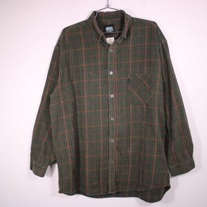 Key‎ Brand Shirts Mens Size XL R Green Olive Plaid Long Sleeve Western Flannel